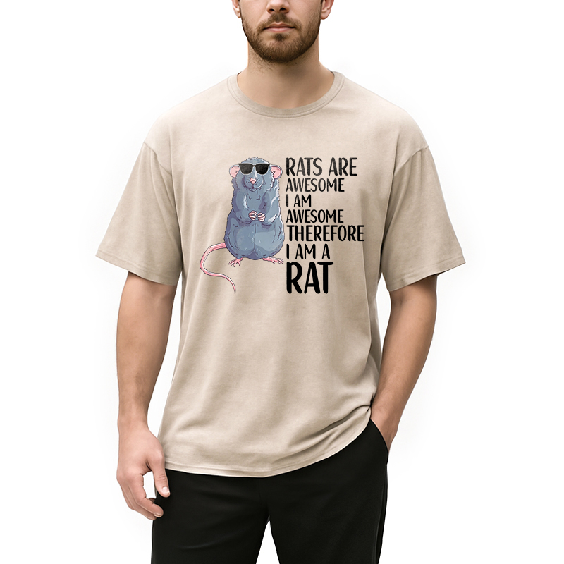 Modecanvas Rats Are Awesome Funny Rat DTG Printing Washed T-Shirt