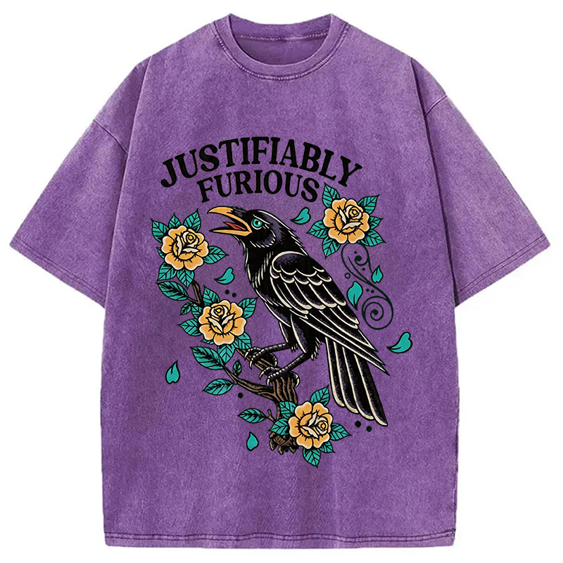 Modecanvas Justifiably Furious DTG Printing Washed T-Shirt