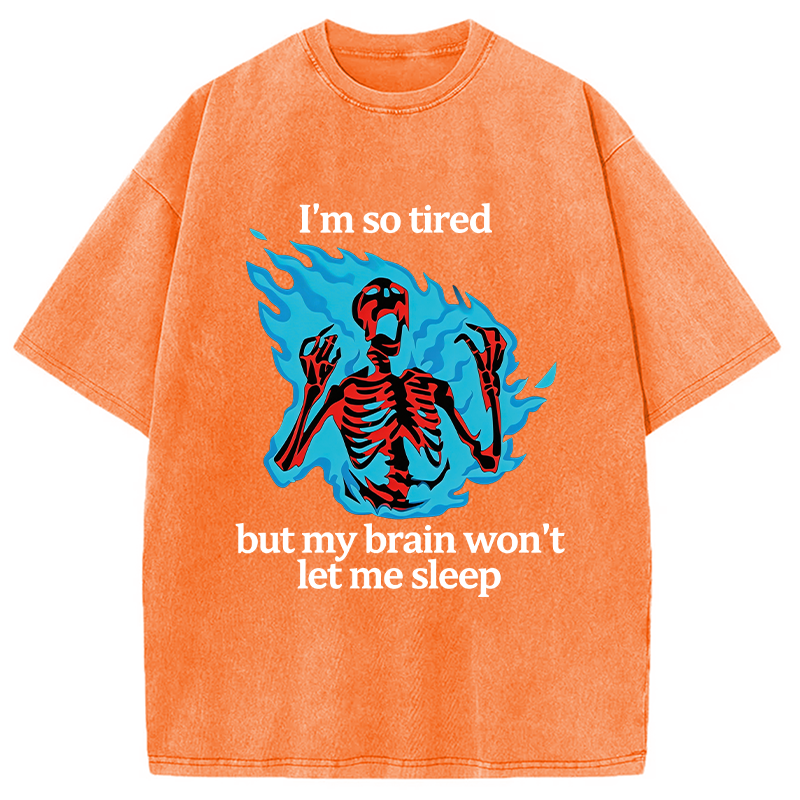 Modecanvas Tired Skeleton On Fire DTG Printing Washed T-Shirt