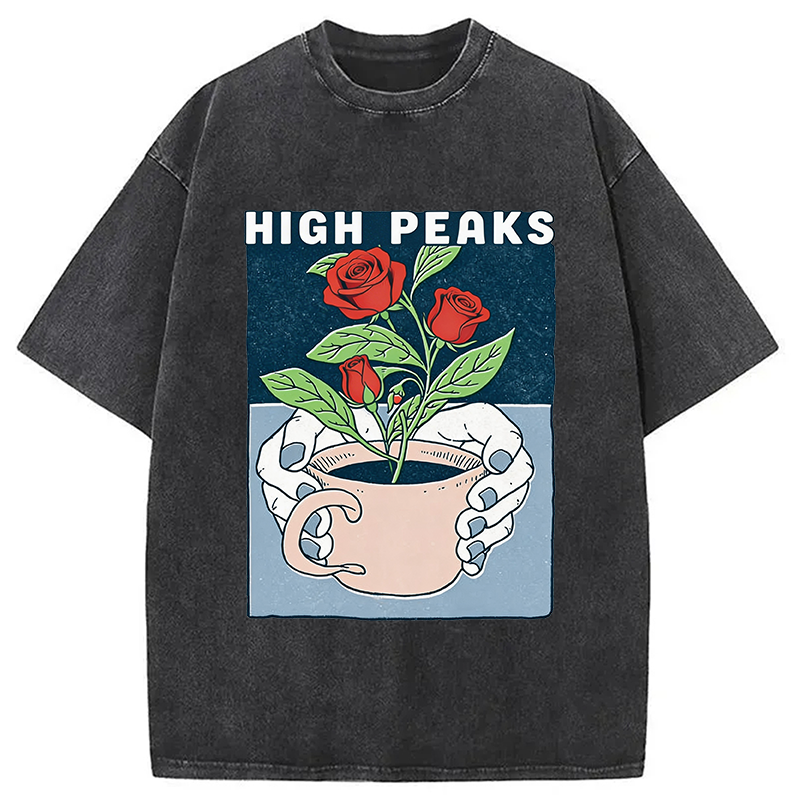 Modecanvas Planted Flower DTG Printing Washed T-Shirt