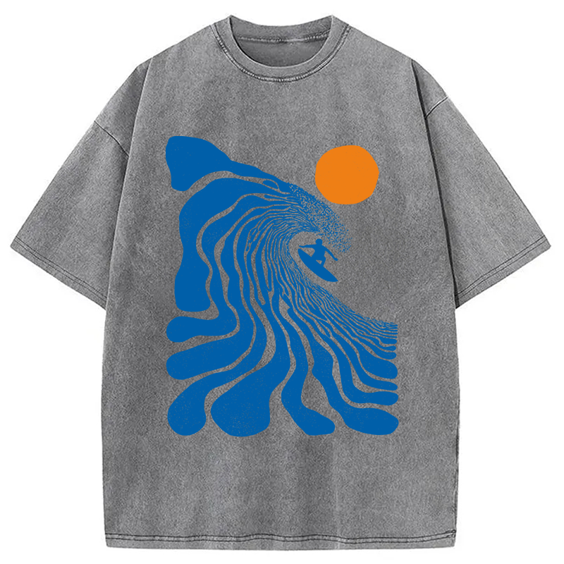 Modecanvas Surfing Time DTG Printing Washed T-Shirt