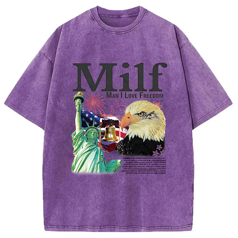 Modecanvas Man I Love Freedom DTG Printing Washed T-Shirt