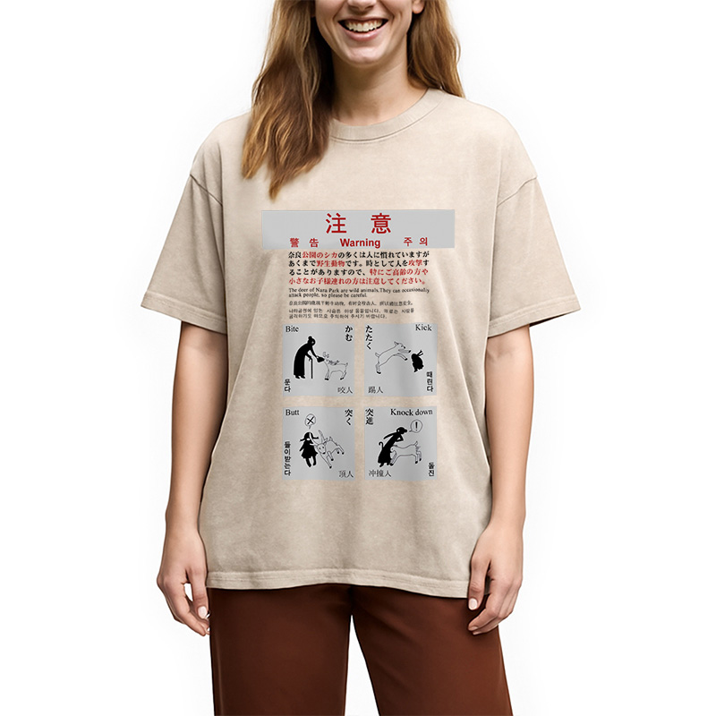 Modecanvas Beware of the Hungry Deer Washed T-Shirt