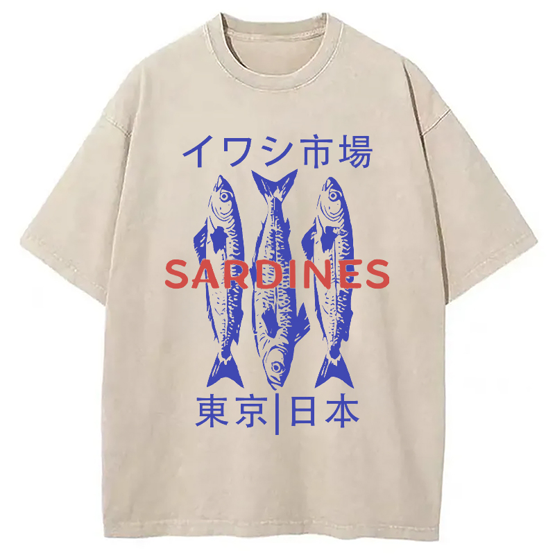 Modecanvas Japan Sardines Market Washed T-Shirt