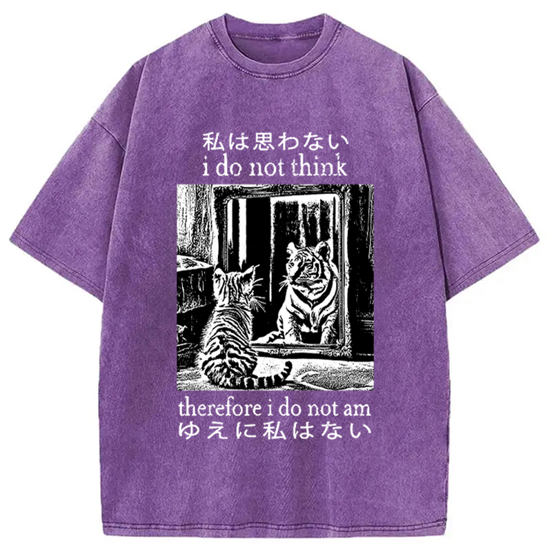 Modecanvas Thinking Cat Japanese Washed T-Shirt