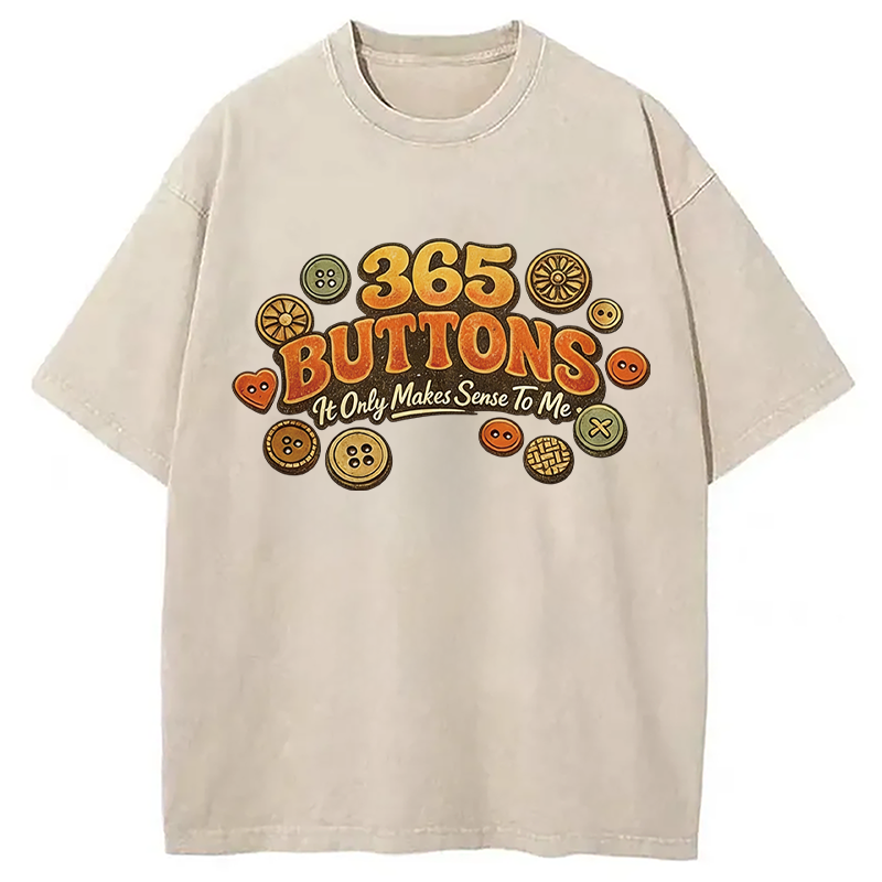 Modecanvas 365 Buttons Meme Retro DTG Printing Washed T-Shirt