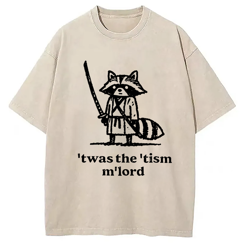 Modecanvas Focused Samurai Raccoon Washed T-Shirt