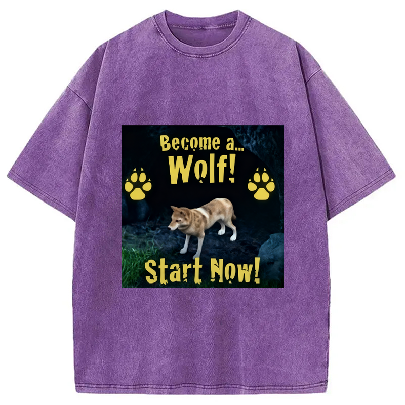 Modecanvas Become A Wolf Washed T-Shirt