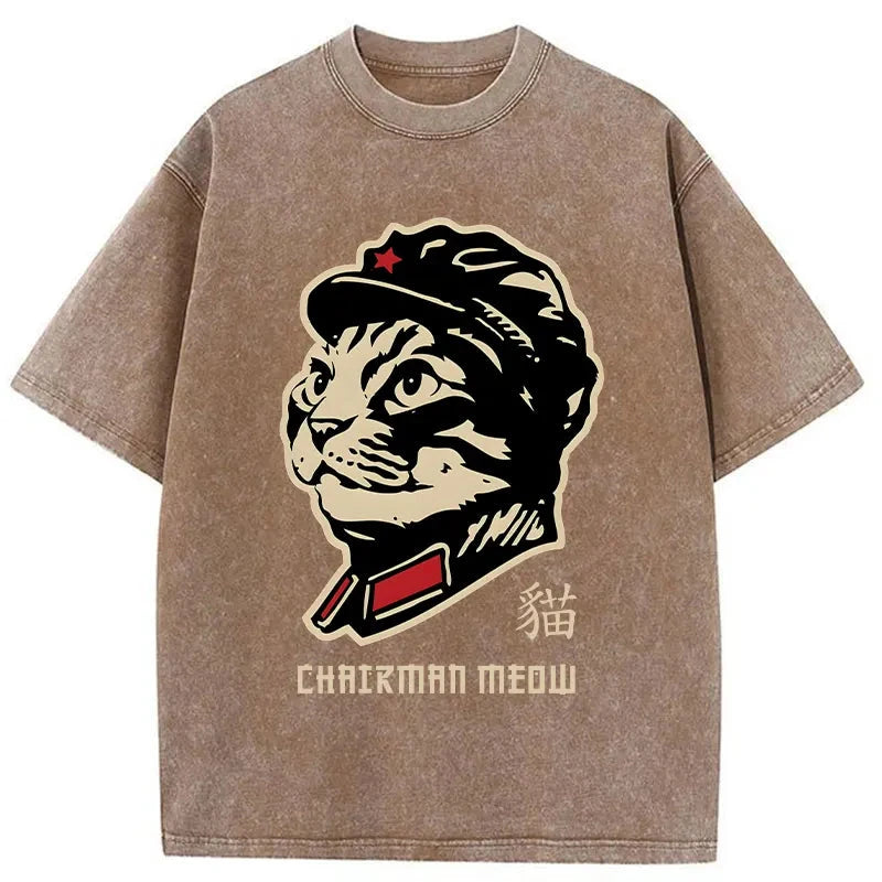 Modecanvas Chinese Spirit Cat Washed T-Shirt