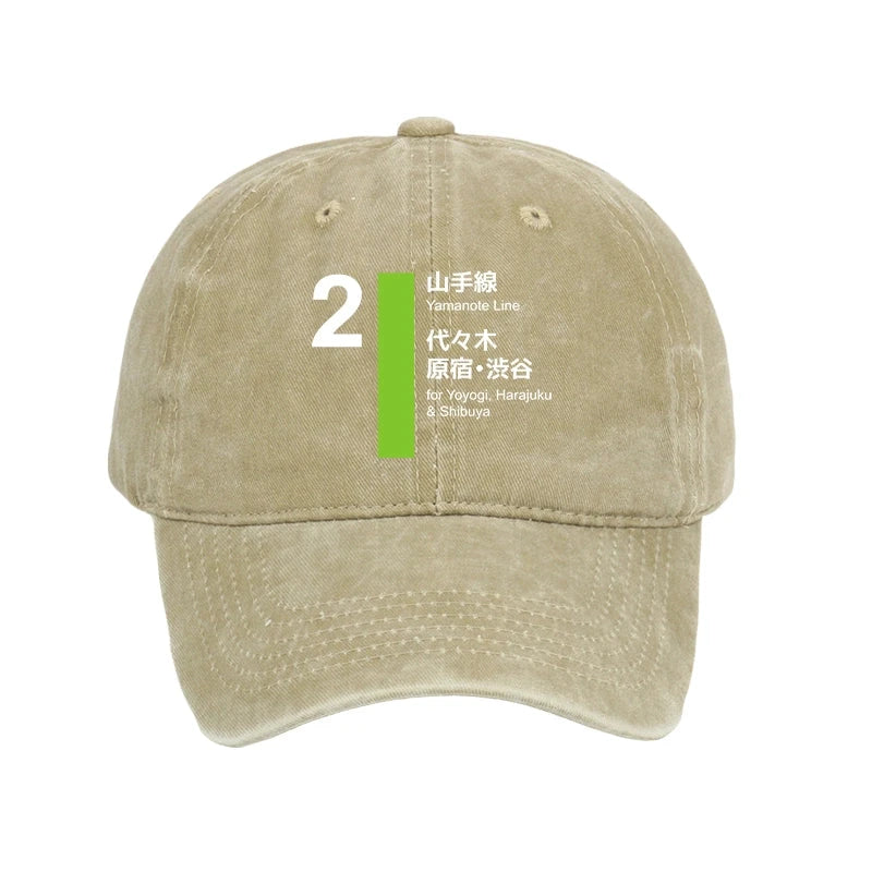 Modecanvas Yamanote Line Shibuya And Harajuku Washed Cap-modecanvas
