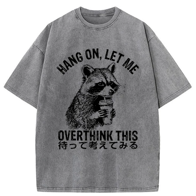 Modecanvas Overthink Raccoon Washed T-Shirt-modecanvas
