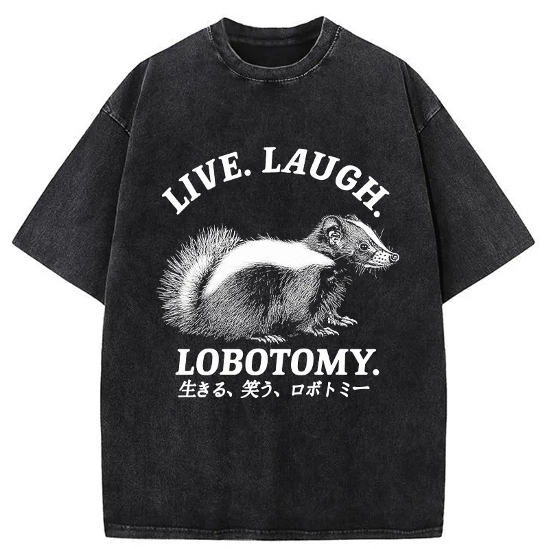Modecanvas Live Laugh Lobotomy Washed T-Shirt-modecanvas