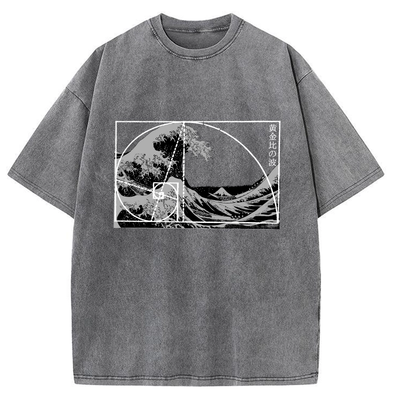 Modecanvas Golden Ratio Wave DTG Printing Washed T-Shirt-modecanvas