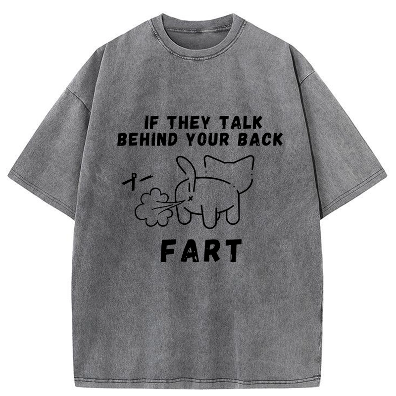Modecanvas Funny Farting Cat Washed T-Shirt