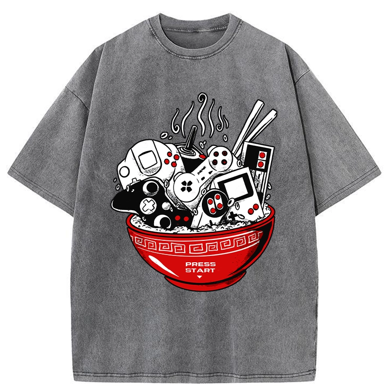 Modecanvas Press To Start The Game Washed T-Shirt
