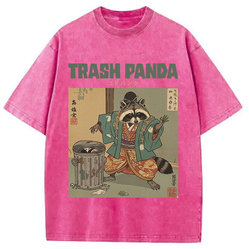 Modecanvas Trash Panda Traditional Japanese Meme Washed T-Shirt