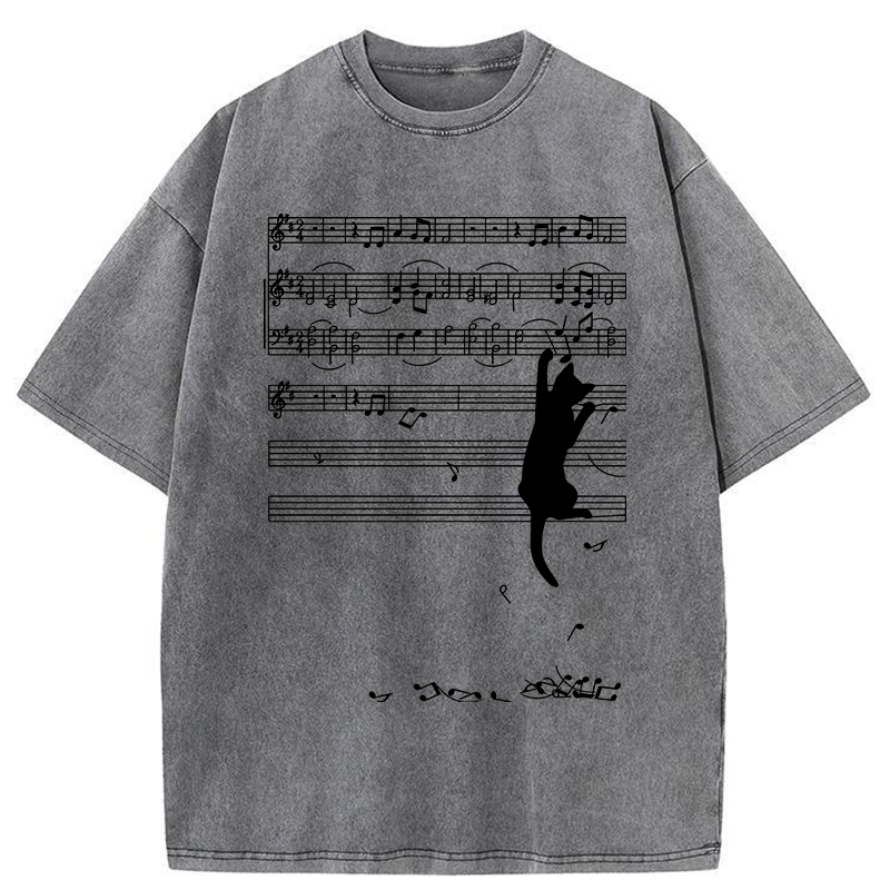Modecanvas Black Cat Sabotage Washed T-Shirt