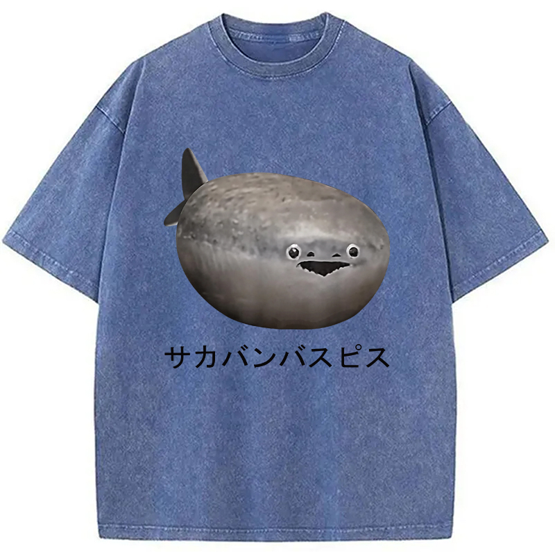 Modecanvas Sacabambaspis Fish Meme Realistic Japanese Washed T-Shirt
