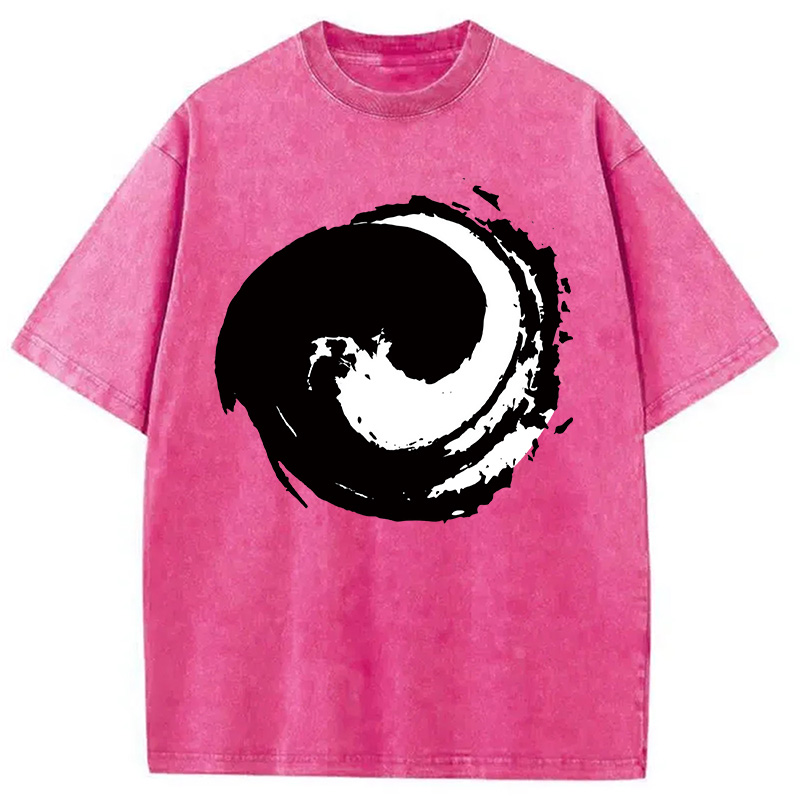 Modecanvas Yin and Yang Symbol Washed T-Shirt
