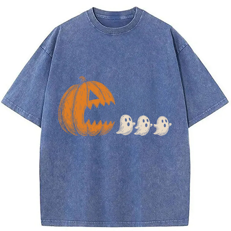 Modecanvas Pumpkin Chasing Ghost Washed T-Shirt