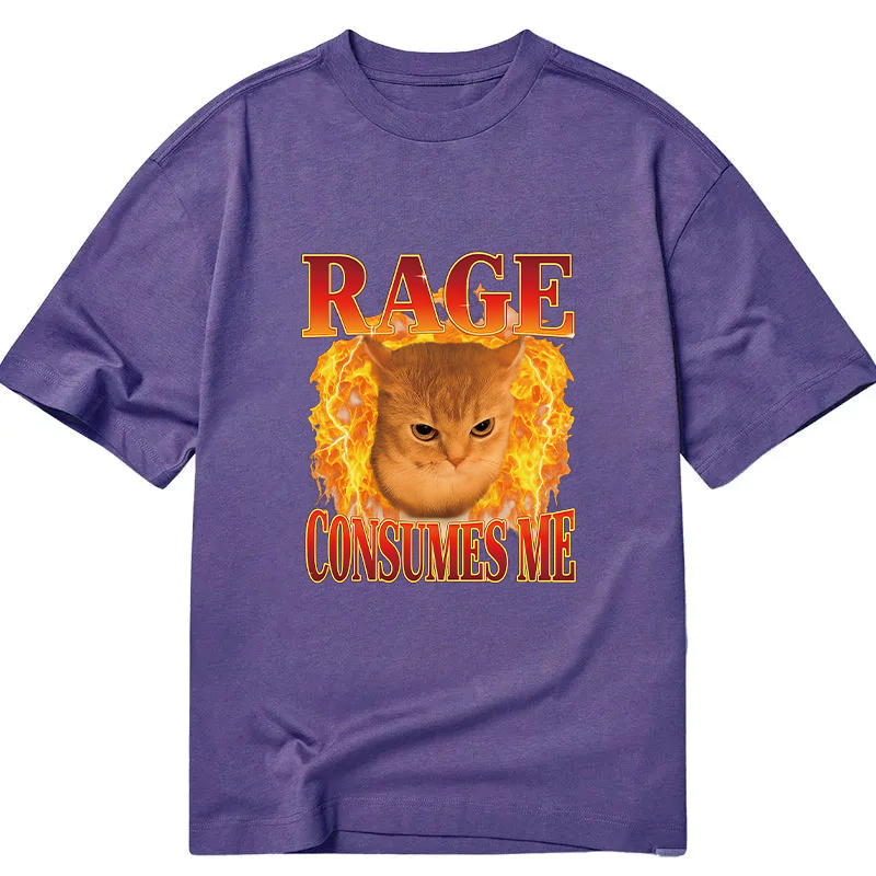 Modecanvas Rage Consumes Me Edgy Funny Cat Meme DTG Printing Classic T-Shirt-modecanvas