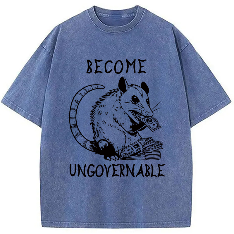 Modecanvas Become Ungovernable Opossum Washed T-Shirt