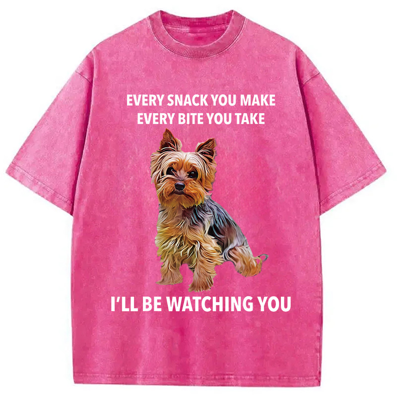 Modecanvas Yorkshire Terrier Funny Meme Washed T-Shirt
