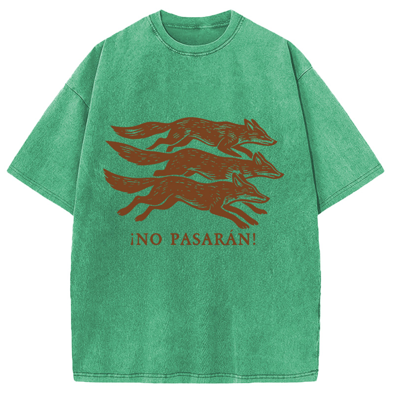 Modecanvas No Pasaran! Anti-Fascist Fox DTG Printing Washed T-Shirt
