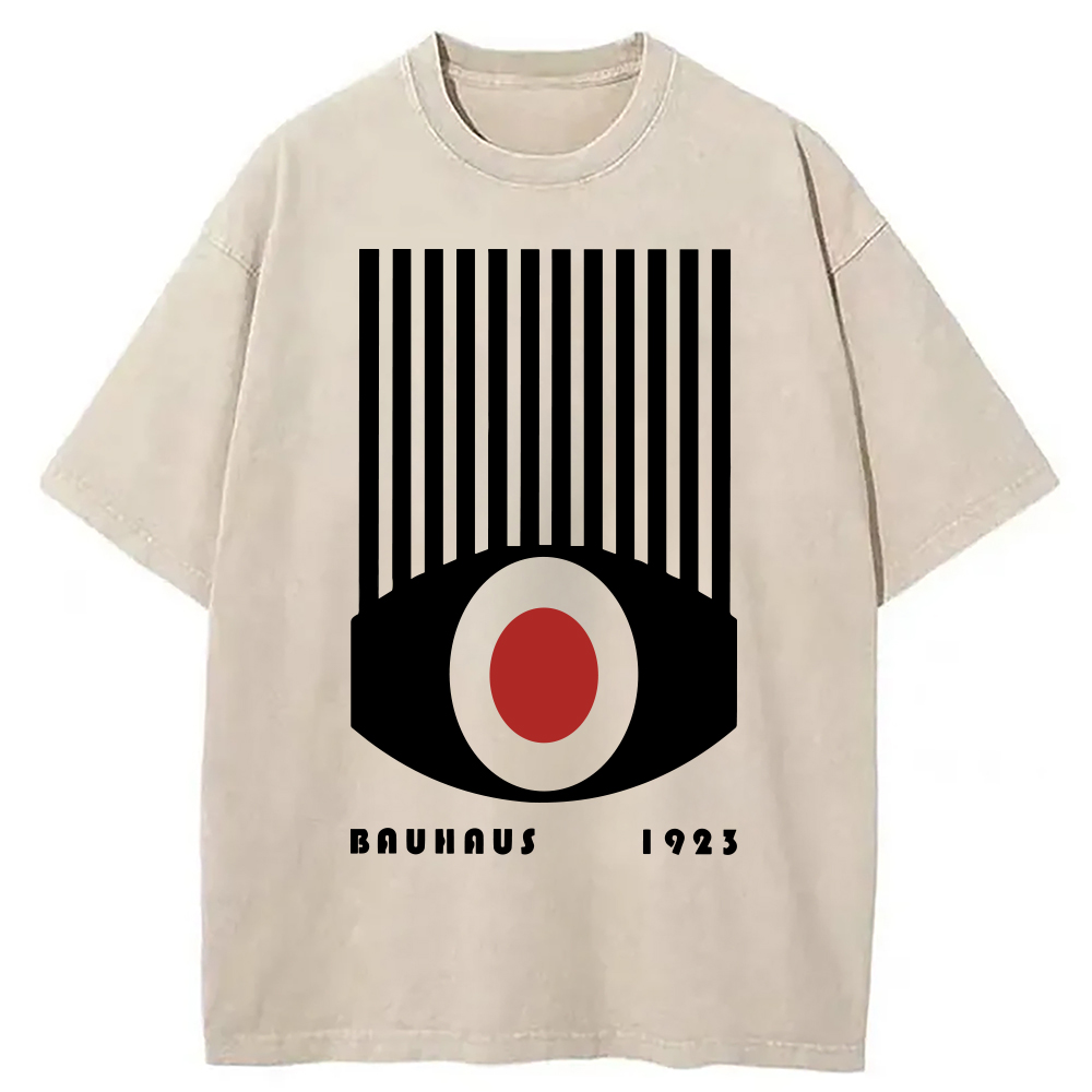 Modecanvas Bauhaus Red Black Eyes Washed T-Shirt