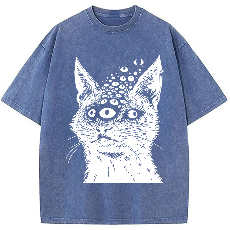 Modecanvas Weirdcore Cat Washed T-Shirt