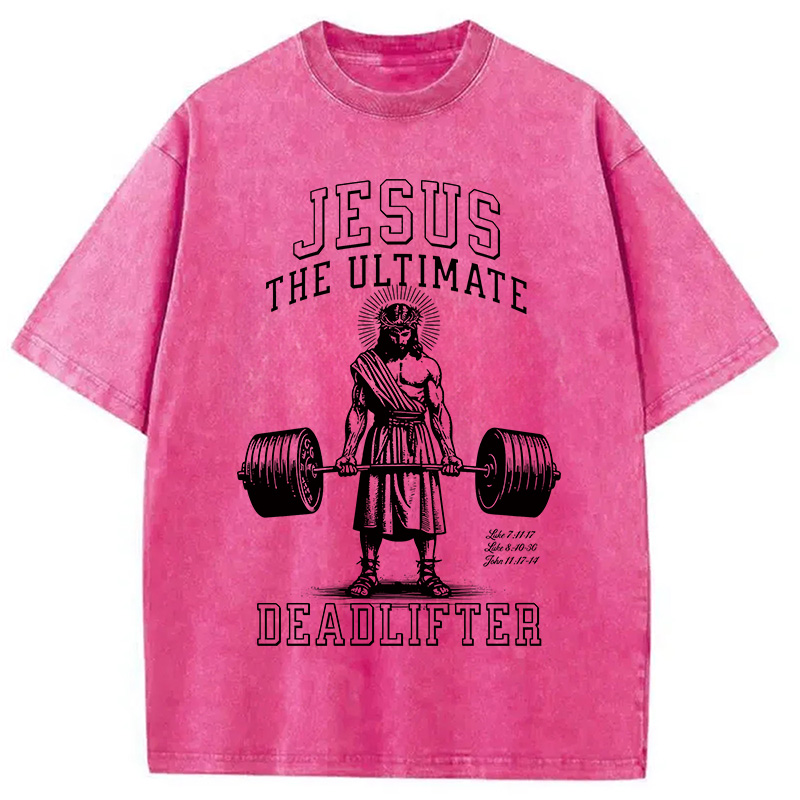 Modecanvas Jesus The Ultimate Deadlifter Christian Washed T-Shirt