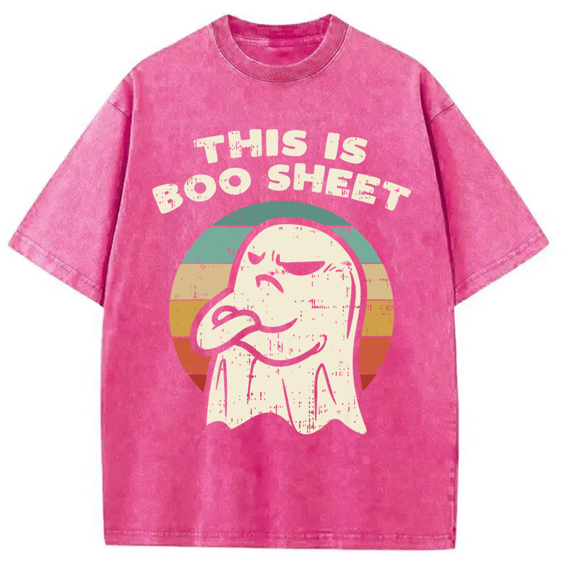 Modecanvas This Is Boo Sheet Ghost Retro Halloween Washed T-Shirt