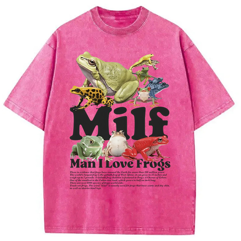 Modecanvas Man I Love Frogs Washed T-Shirt