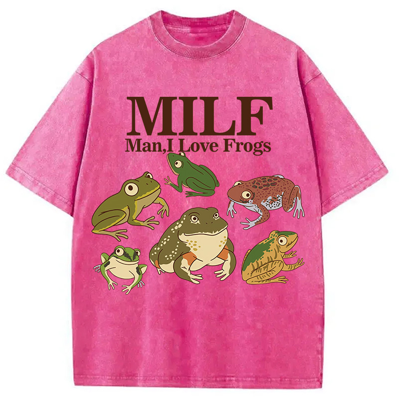 Modecanvas I Love Frogs Washed T-Shirt