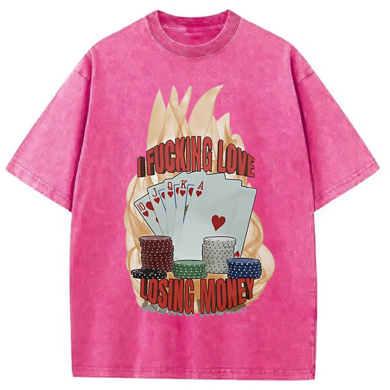 Modecanvas I Love Losing Money Washed T-Shirt-modecanvas