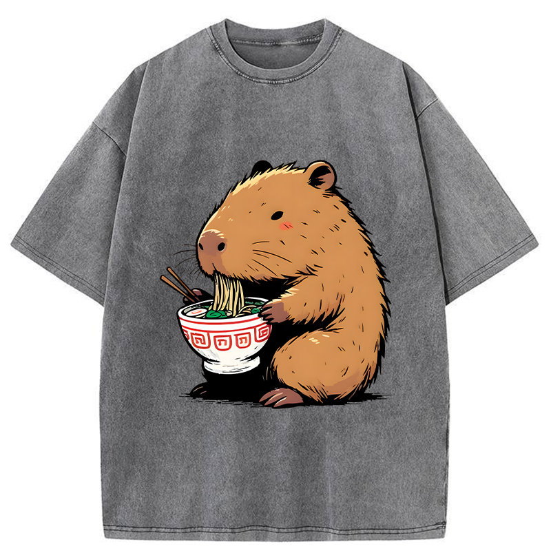 Modecanvas Ramen Lover Capybara Washed T-Shirt