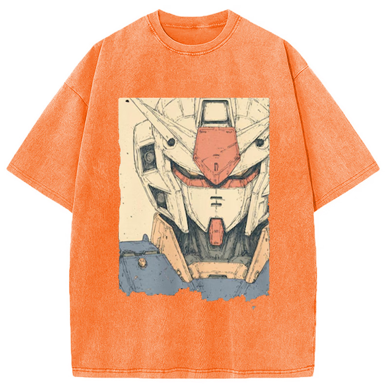 Modecanvas Hand-Drawn Mecha Robot Washed T-Shirt