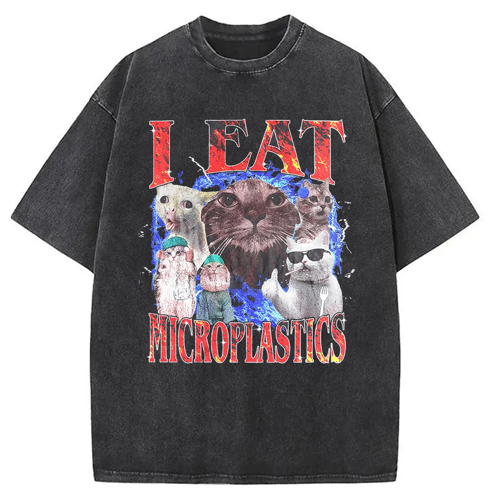 Modecanvas I Eat Microplastics Washed T-Shirt-modecanvas