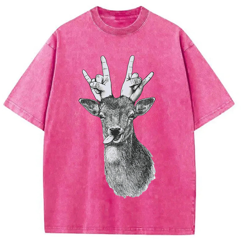 Modecanvas Party Deer Washed T-Shirt