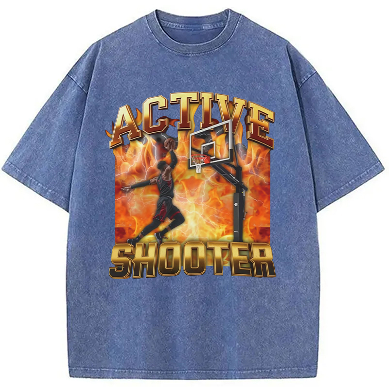 Modecanvas Elite Shooter Basketball Washed T-Shirt