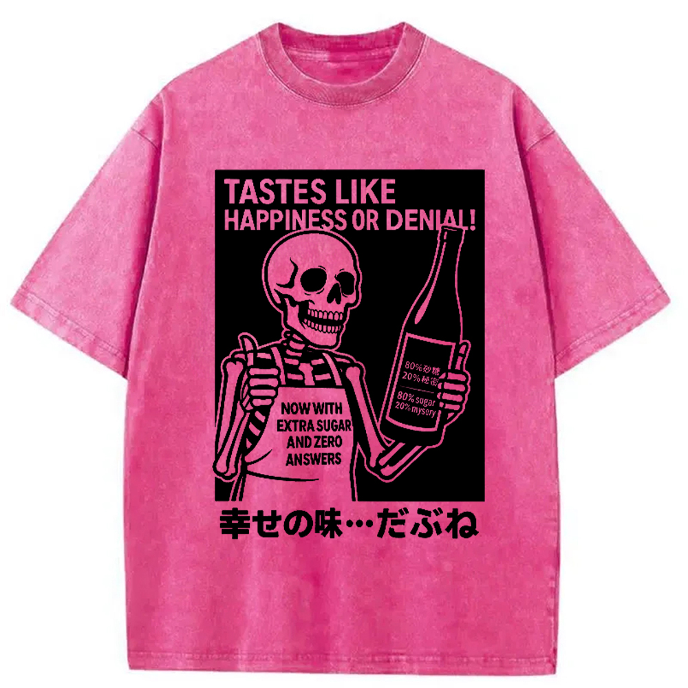 Modecanvas Taste Of Happiness Funny Washed T-Shirt
