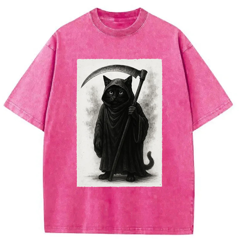 Modecanvas Death Cat Washed T-Shirt
