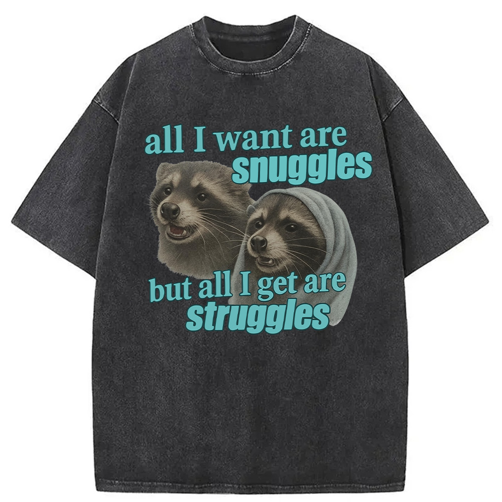 Modecanvas Snuggles and Struggles Washed T-Shirt