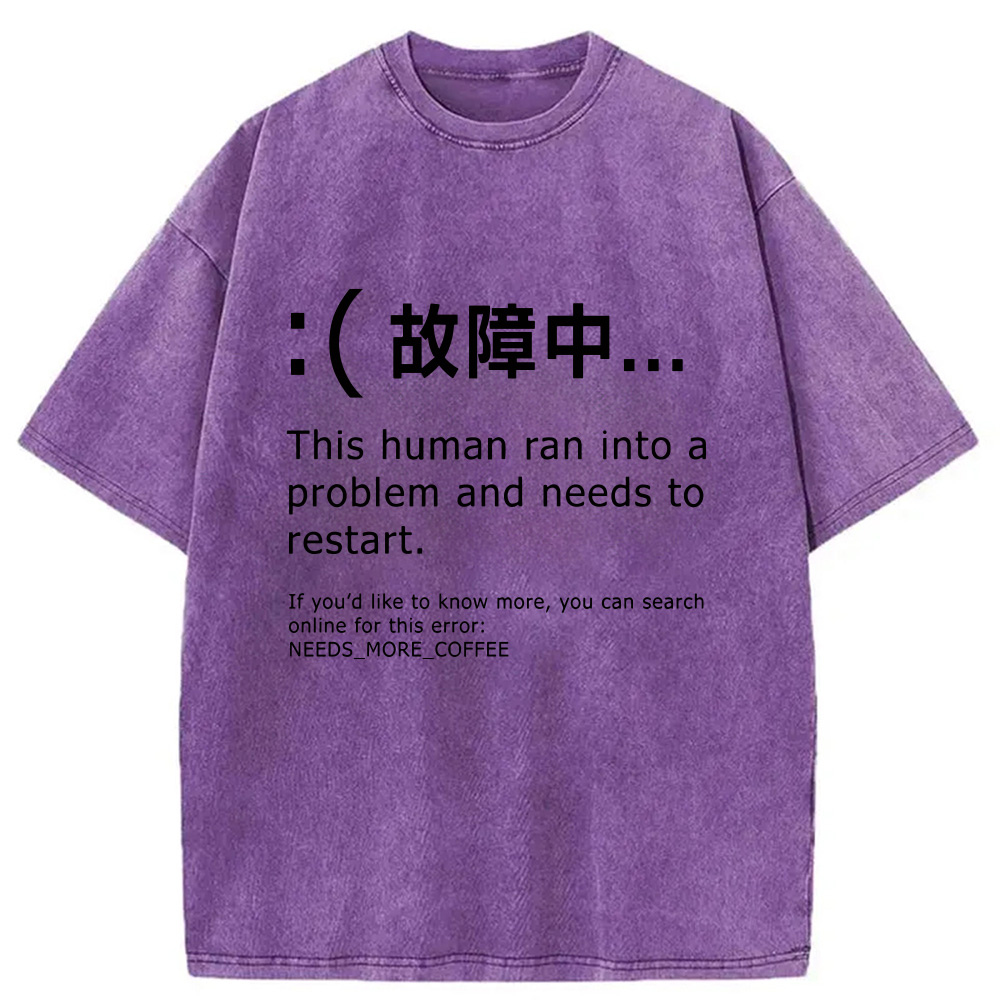 Modecanvas Human Blue Screen Failure Washed T-Shirt