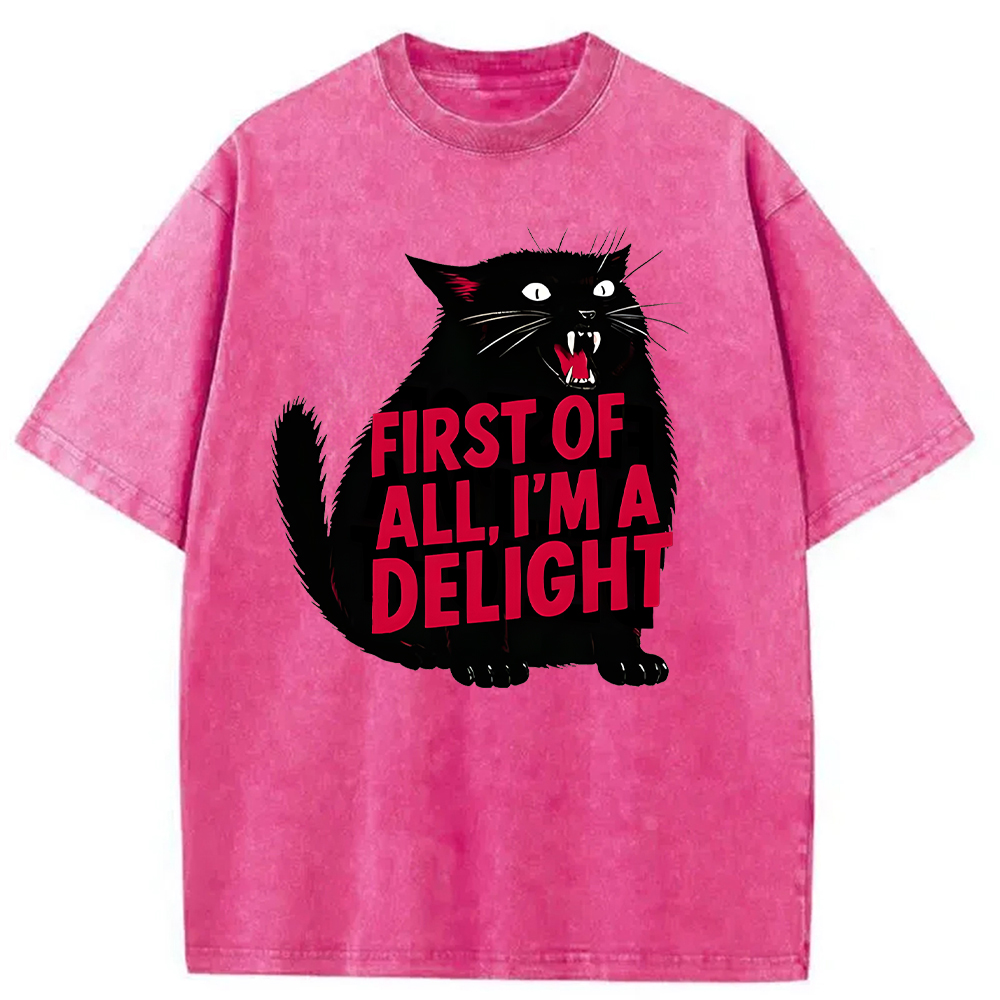 Modecanvas Roaring Black Cat Washed T-Shirt-modecanvas