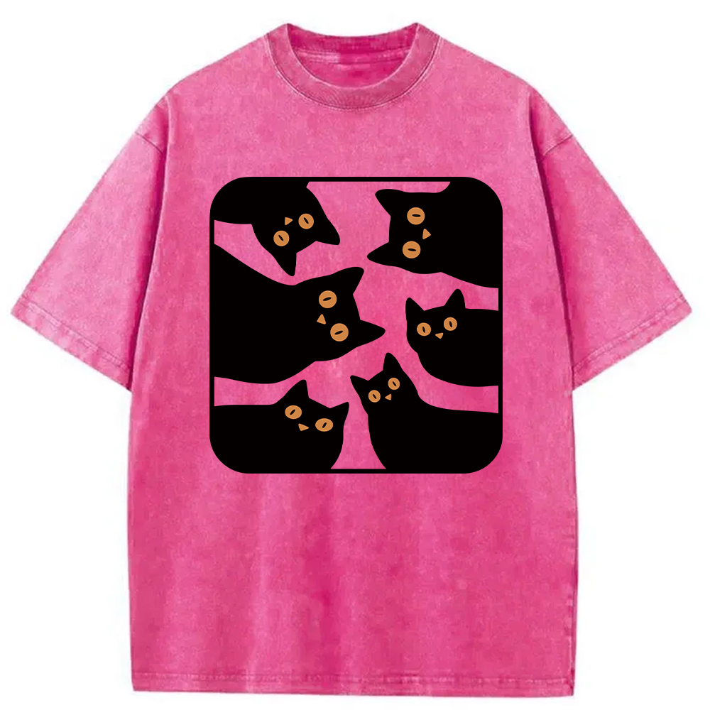 Modecanvas Cats Are Watching Washed T-Shirt