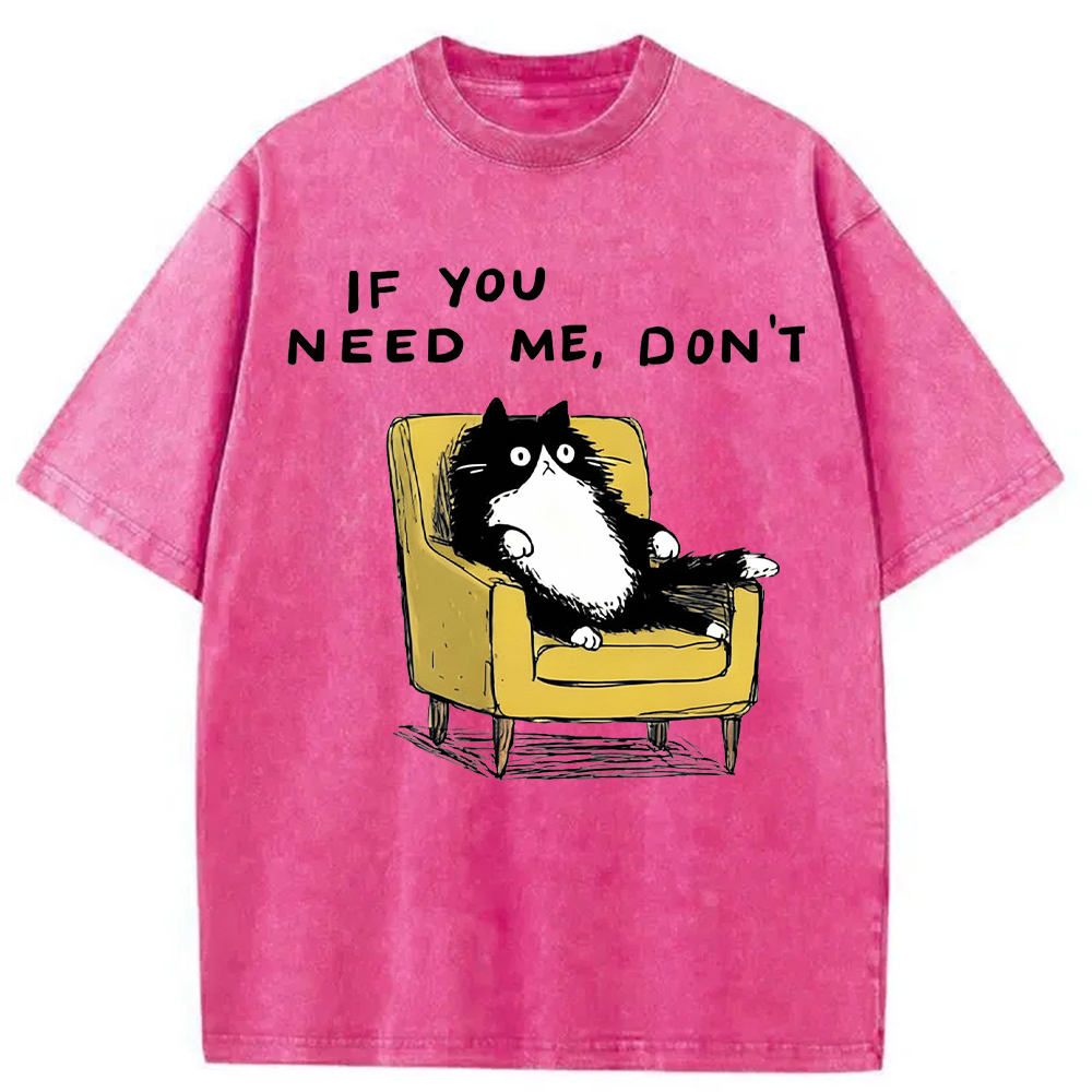 Modecanvas Unavailable Cat Washed T-Shirt-modecanvas