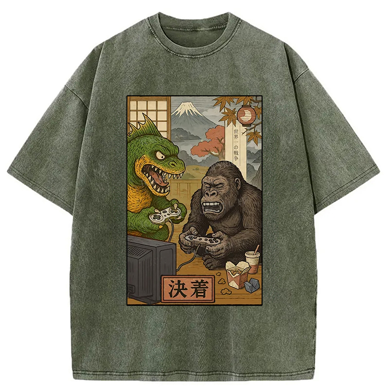 Modecanvas Monsters Play Games Washed T-Shirt