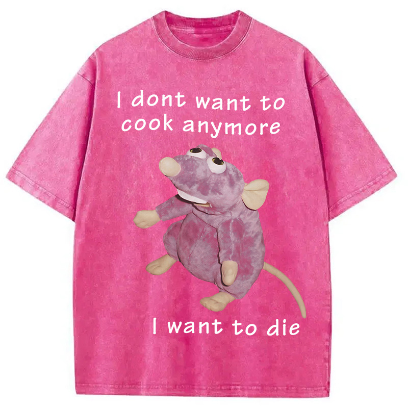 Modecanvas I Don't Want To Cook Anymore Washed T-Shirt-modecanvas