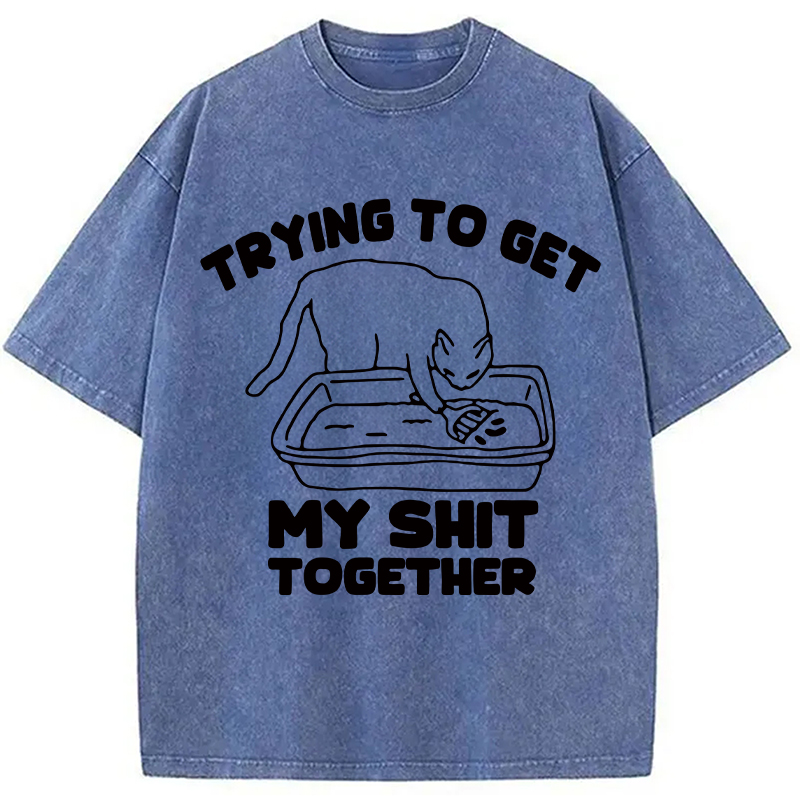 Modecanvas Cleaner Cat Washed T-Shirt